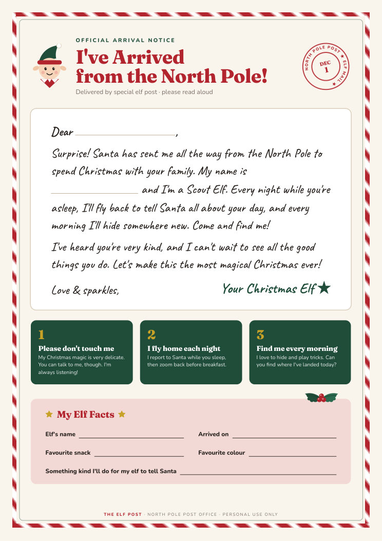 Elf arrival letter